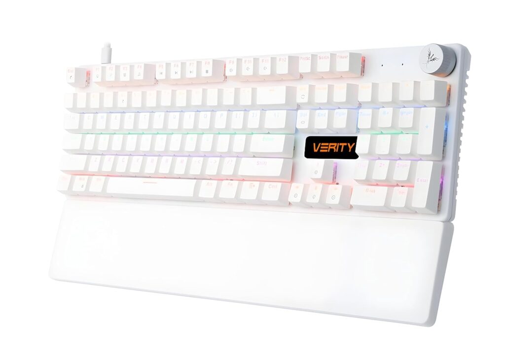 VERITY Onyx RGB Mechanical Micro USB Keyboard (White) - Durable, Quiet Keys with RGB Backlight for Gaming & Daily Use