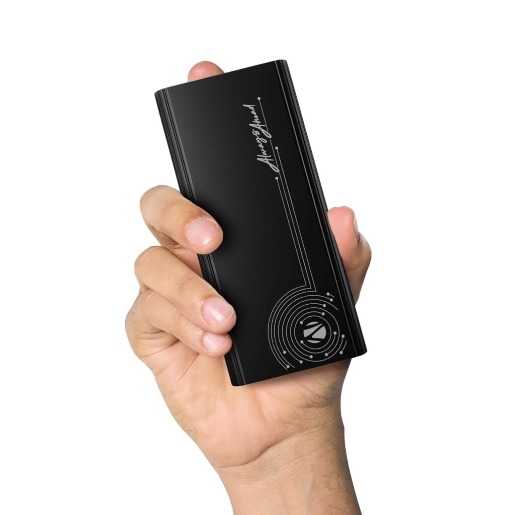 ZEBRONICS EnergiPod 10MR1, Power Bank, 10000 mAh, 22.5W Super Fast Charging PD 3.0 (PPS), Dual Type C & USB A, LED Indicator, Metal Body, for iPhone, Android, Tablets, Airpods, Made in India (Black)