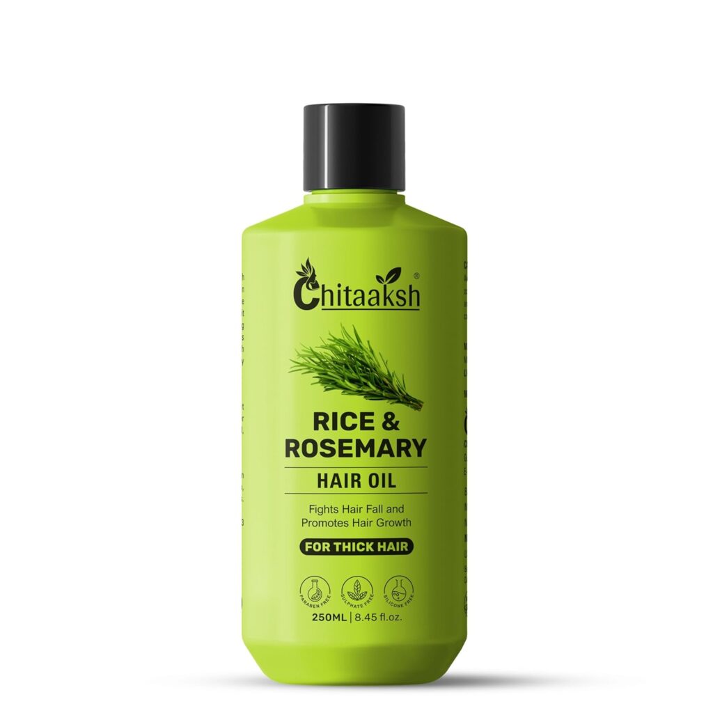 Chitaaksh100% Pure Rice Water & Rosemary Oil for Hair Growth | Controls Hair Fall, Promotes New Hair Growth | Hair Strengthening Treatment for Healthy Nourished Hair | 250 ml