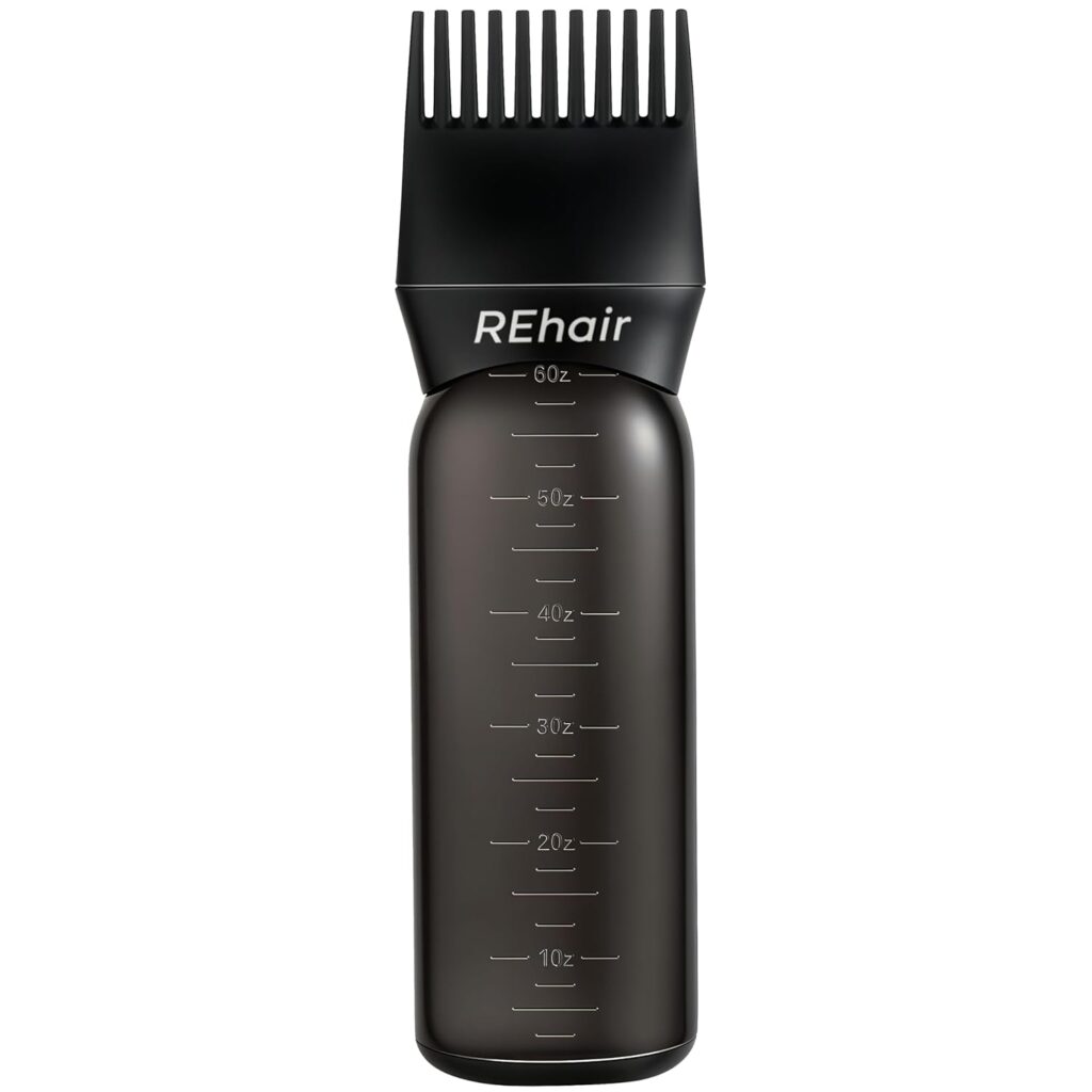 REhair Plastic - Hair Oil Applicator Comb With Bottle (Black) (Black), 180 ml