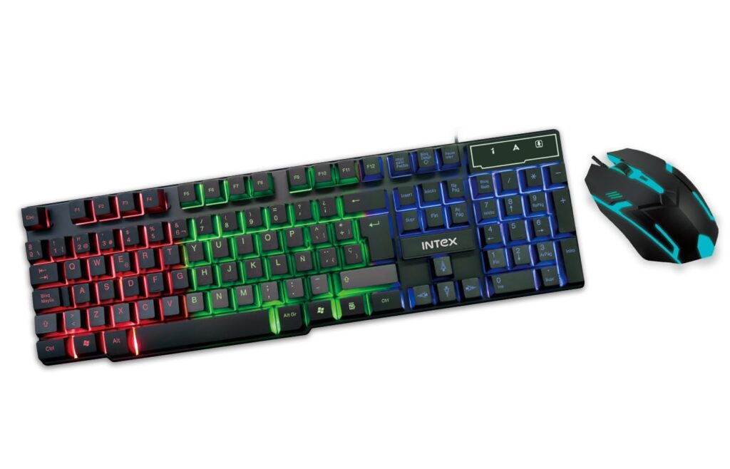 Intex IT-KB334 Wired Gaming Keyboard and Mouse Combo with RGB Backlit Keys, Optical Wired Mouse, Spill Resistant Design, USB Plug & Play, Ergonomic Setup for PC, Laptop, Windows, Linux Compatible