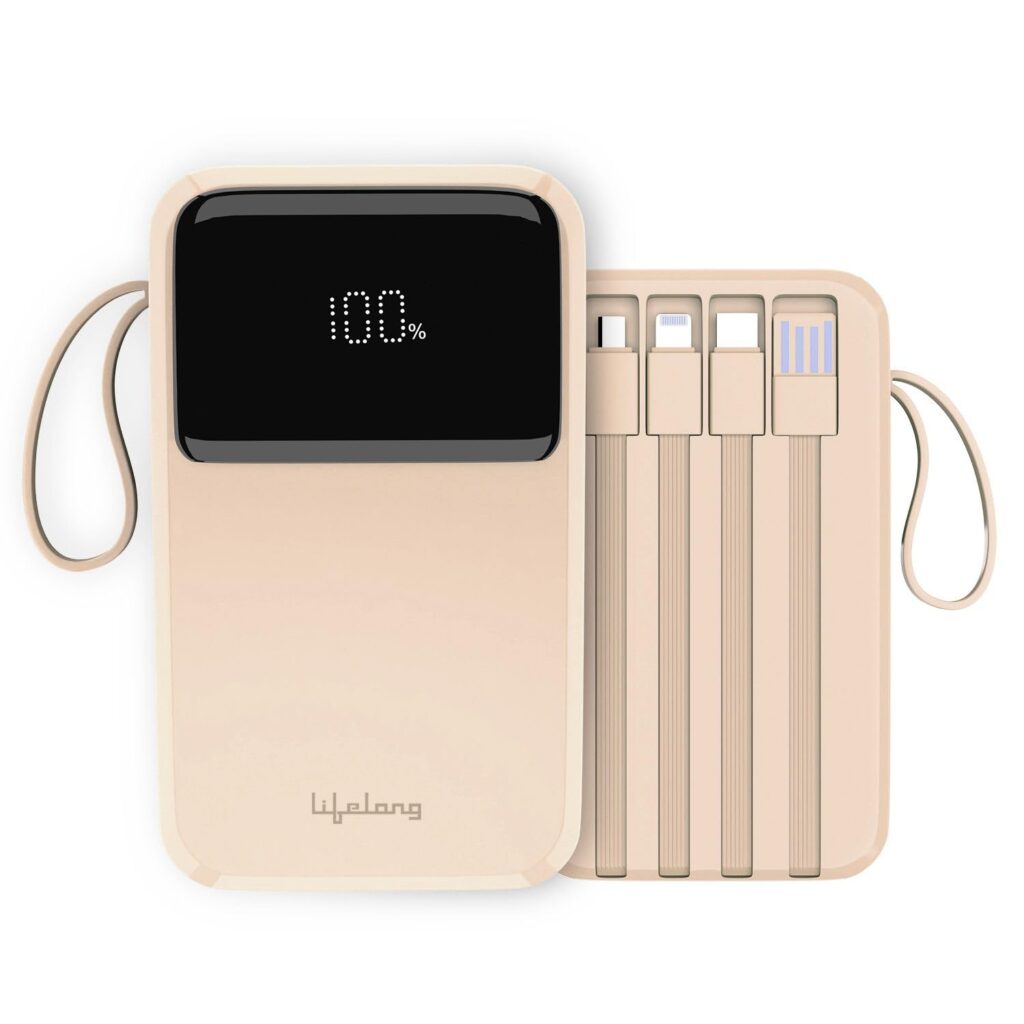 Lifelong Zencharge 10000 Mah 22.5 W Compact Pocket Size Power Bank with 6 Input/Output Port (Peach, Lithium Polymer, Fast Charging USB Type C, Quick Charge 3.0 for Mobile, Earbuds, Speaker, Tablet)