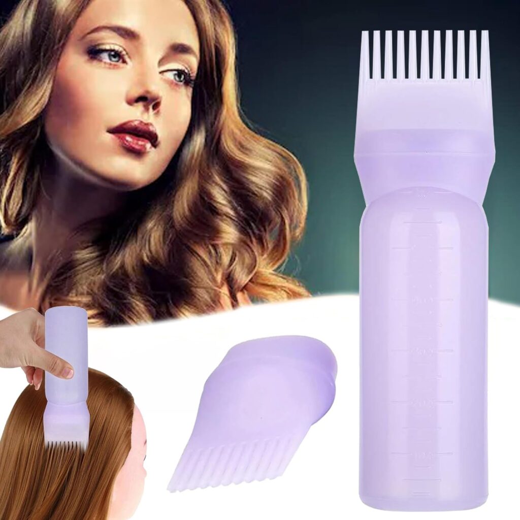 BLUEHERBS Hair oil applicator bottle with comb root applicator for scalp | Hair oil bottle empty hair root applicator for hair oiling & hair dye