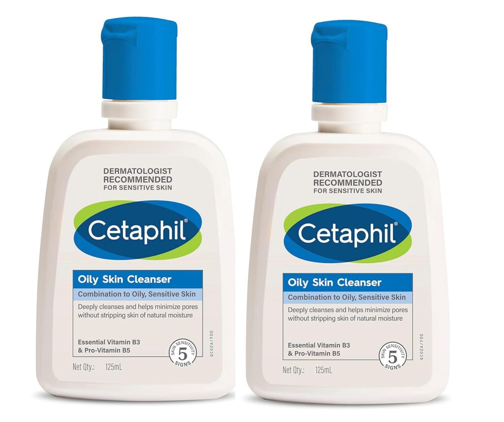 Cetaphil Oily Skin Cleanser, Daily Face Wash for Oily and Acne Prone Skin, Gentle Foaming, 125ml, Pack of 2