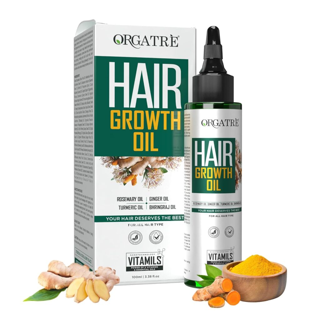 ORGATRE Hair Growth Oil - 100ml | Anti Hairfall & Hair Regrowth | 28 Natural Ingredients with Bhringraj & Brahmi | Paraben, Sulfate & Mineral Oil Free | Stronger, Thicker Hair for Men & Women