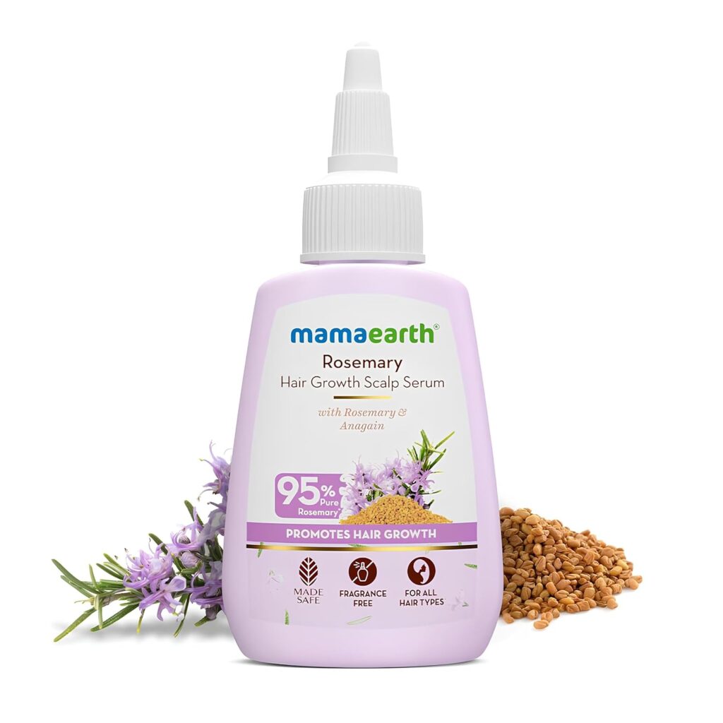 Mamaearth Rosemary Hair Scalp Serum 50ml with 95% Pure Rosemary, 4% Anagain, 1% Root BioTec, 1% Cressatine, Methi Dana, Caffeine, Niacinamide | Controls Hair Fall | Increase Hair Density
