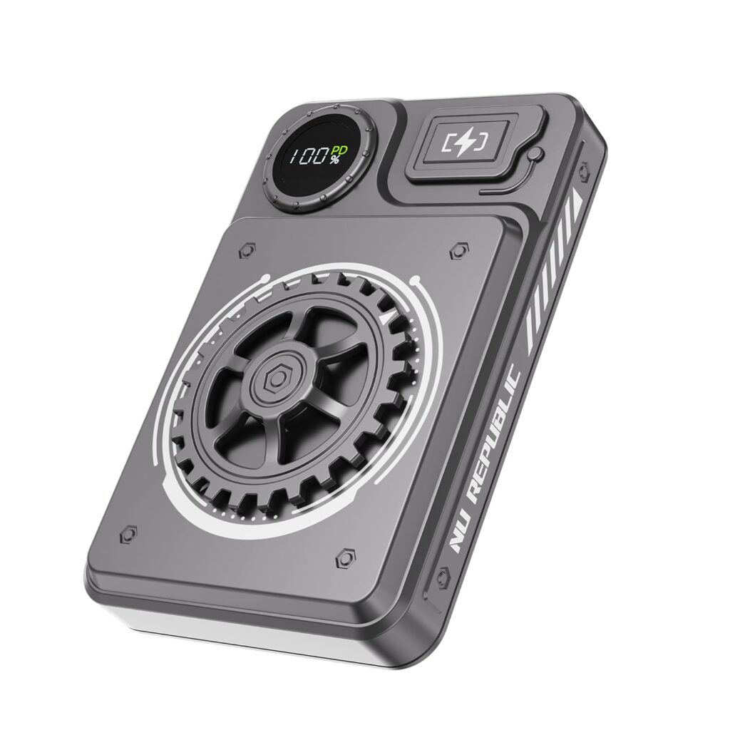 Nu Republic Magsafe Cybotron Spin 10,000 mAh Wireless Powerbank with 22.5W Dual Input Lightning & Type-C, 15W Wireless Charging, Overcharge & Overheat Protection (Metallic Grey)