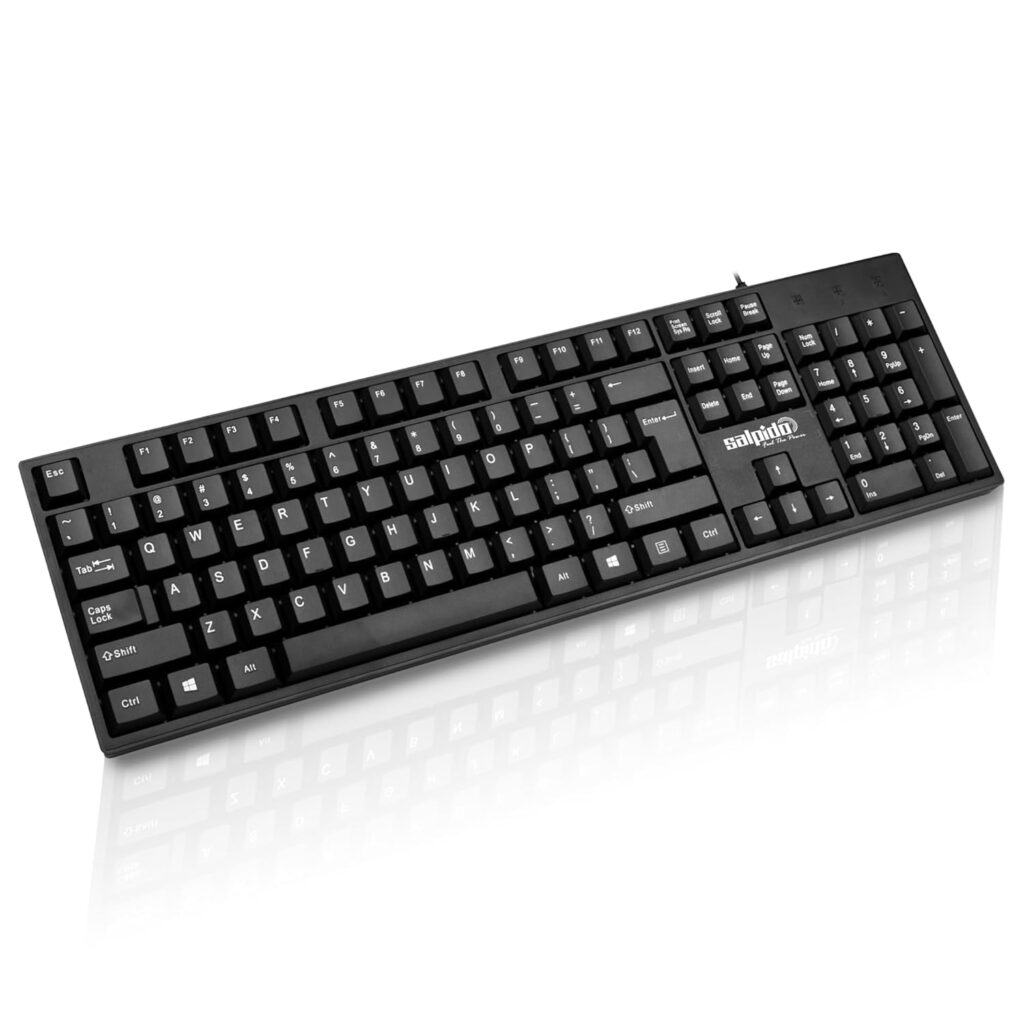 Salpido G-103 Wired USB Office Keyboard with 104 Keys, Ergonomic Angled Design, Full-Size Keys for Comfortable Typing, Durable & Spill-Resistant for Daily Office & Home Use