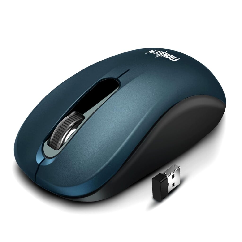 FRONTECH Wireless Mouse, 2.4 GHz with USB Nano Receiver, 1000 DPI, Optical Tracking, Auto On/Off, Power Saver, for PC/Desktop/Mac/Laptop, 1 Year Warranty (MS-0092)
