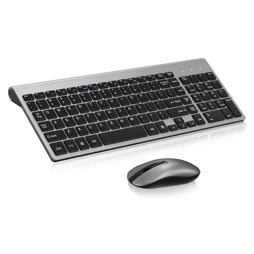 cimetech Wireless Keyboard and Mouse Combo, Ultra Slim and Noiseless EasyTyping Laptop Keyboard with High-end Technology for Office and Home, Type with Ease and Double Efficiency (Grey)
