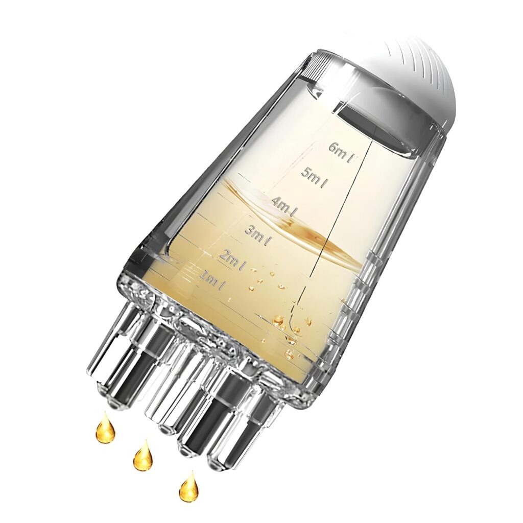 SHOPVILLA Abs Hair Oil Applicator Comb, Smooth Root Comb Applicator Bottle For Scalp Oil, Anti Hair Loss Lotion Dispenser, Anti-Leak, 6Ml Scale Control, Salon Care, Oily/Greasy Hair, Transparent