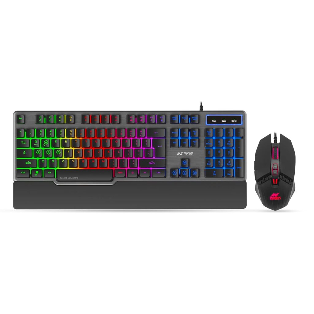 Ant Esports KM500 Backlit Gaming Membrane Keyboard-19 Anti GhostingKeys I Braided Cable with Rubberised Coating and 3200 DPI Optical Sensor I LED Backlit Scroll Wheel Mouse Combo
