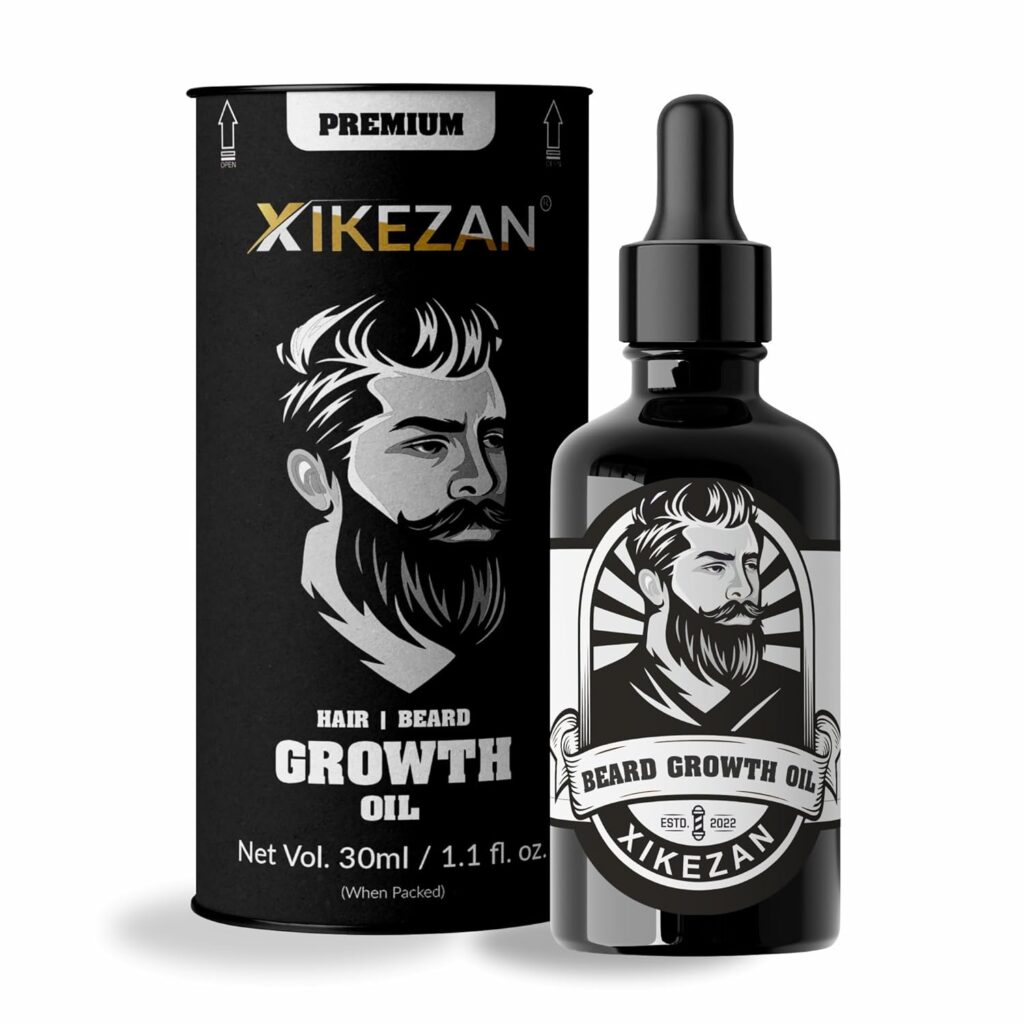 XIKEZAN Men's Beard Growth Oil - All Natural Formula for a Fuller | Healthier Beard and Hair - Softens, Strengthens | Promotes Growth - (Pack of 1 (30ml))