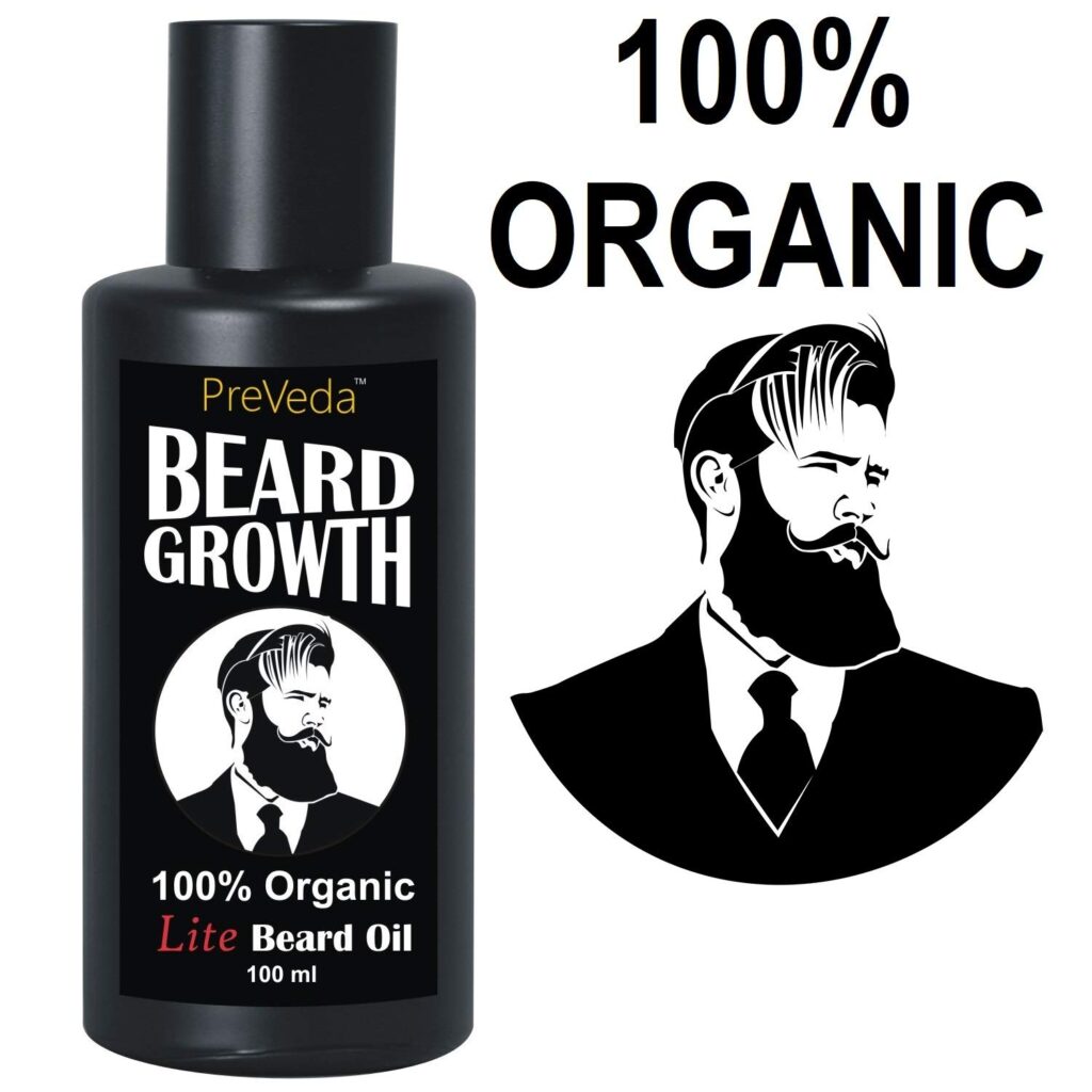 PreVeda® Best Beard Growth LITE Hair Oil for Men Herbal, Natural, Organic & Ayurvedic Oil For Beard & Mustache 100 ml