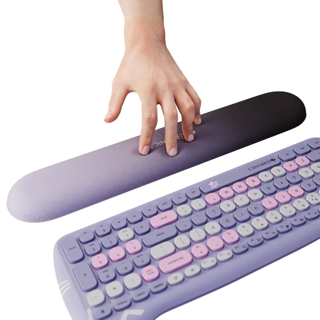 ZEBRONICS Wrist Ease, Keyboard Wrist Rest Pad, Adaptive Memory Foam, Pain-Free Typing, Breathable Fabric Design, Ergonomic Support, Ultimate Comfort, Compatible with Desktop & Laptop