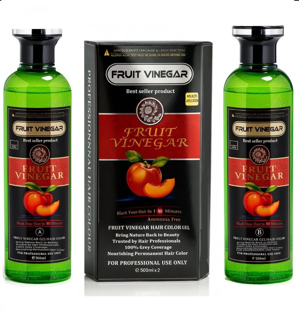 FRUIT VINEGAR Ammonia Free 10 Minutes Hair Color Colour Gel A + B 500 ML Each Black/Natural Black (H)