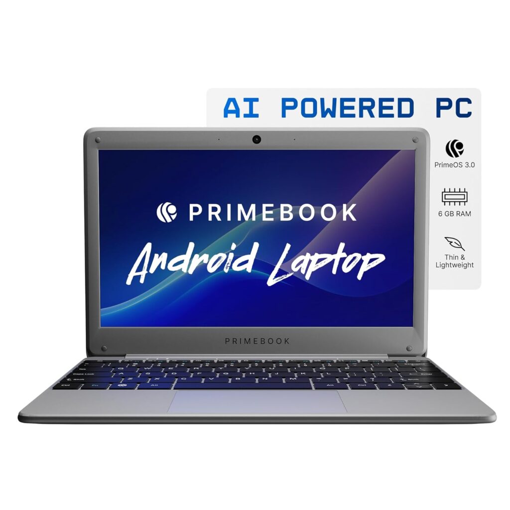 Primebook 2 Neo 2025 (New Launch) | 6GB RAM, 128GB UFS 2.2 Storage | MediaTek Helio G99 | Android 15 (PrimeOS 3.0) | 11.6-Inch Thin & Light Laptop | in-Built AI | Type-C, USB, MicroSD | Gray