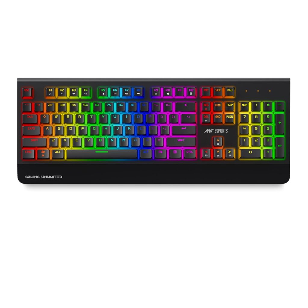 Ant Esports MK4000 RGB LED Backlit Aluminium Base Wired Mechanical Gaming Keyboard 104 Keys Mechanical Keyboard, Hot Swappable,Fully Programmable Full Size Gaming Keyboard for PC/Laptop/PS5_Red Switch