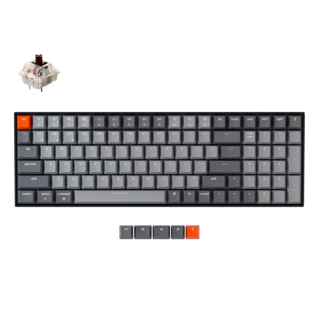 Keychron K4 96% Layout 100 Keys Wireless Bluetooth 5.1/Wired USB Mechanical Gaming Keyboard with Gateron G Pro Brown Switch White LED Backlight N-Key Rollover for Mac Windows PC-Version 2