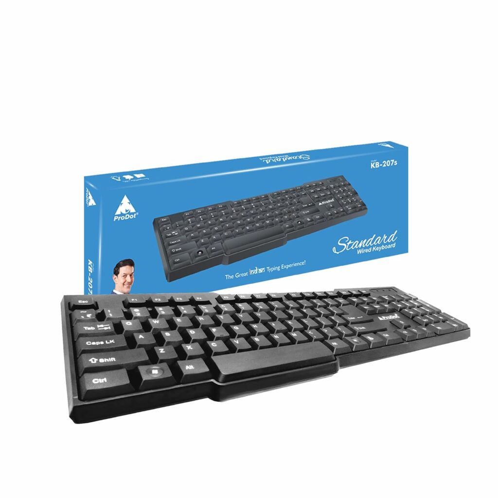 ProDot KB-207s USB Wired Computer Keyboard with Ergonomic Design, Spill Resistant, 104 Keys - Keyboard for Laptop, Gaming Keyboard