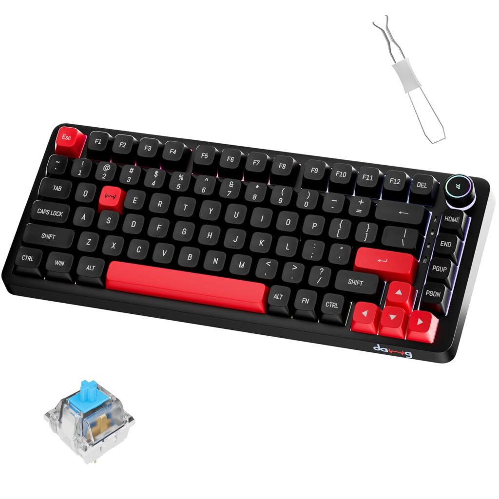daWg HighKEY 718, 75% Wireless Mechanical Keyboard, RGB, daWg Glacier Tactile Switches, Hot Swap, Gasket with 5 Layer Absorption, 4000mAh, 30 Days, (Type-C, 2.4Hz, 3*BT), Volume Knob, Advance Software