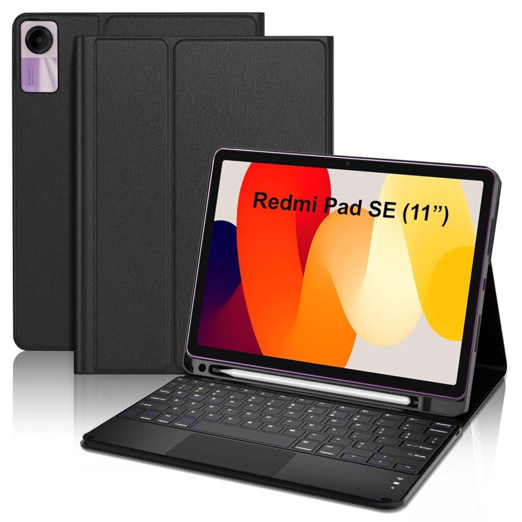 typecase Keyboard Case for Redmi Pad SE (11 inch only) with TRACKPAD,Slim Lightweight Stand Cover,Magnetically Detachable Wireless Bluetooth Keyboard,Compatible with Redmi Pad SE 11 Inch ONLY