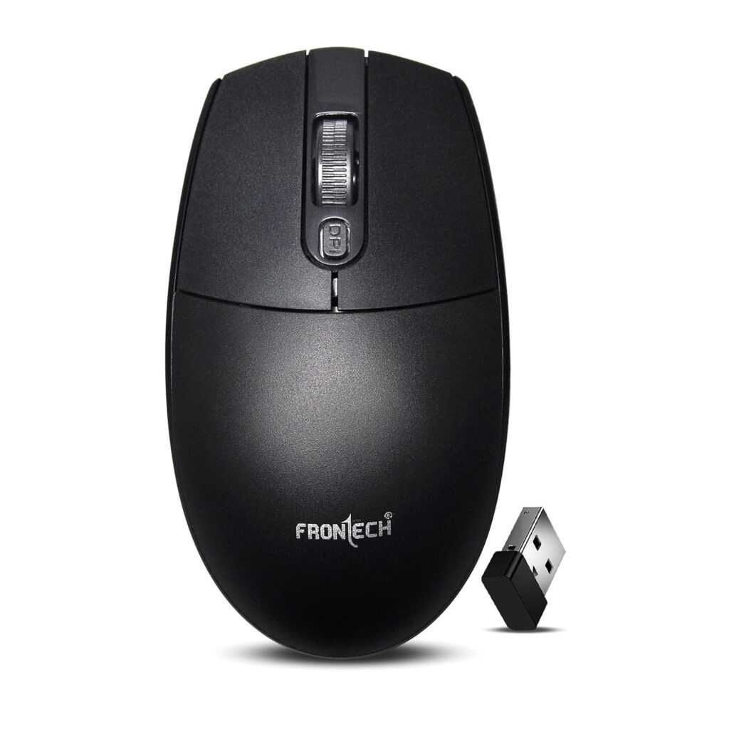 FRONTECH MS-0056 Wireless Optical Mouse | 2.4GHz | 1600DPI | USB Nano Receiver | Ergonomic Design | Black