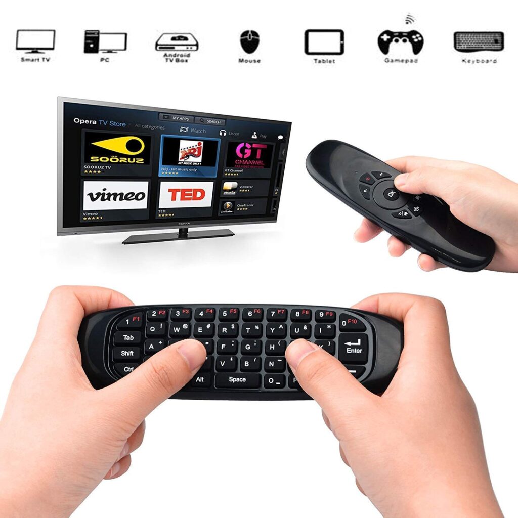 1Goal Air Mouse or Remote Control 2.4GHz with 2.4GHz Rechargeable Mini Wireless Keyboard Gyroscope Air Mouse Remote Control Compatible with Android Smart TV Box, PC, Laptop, Projector etc.