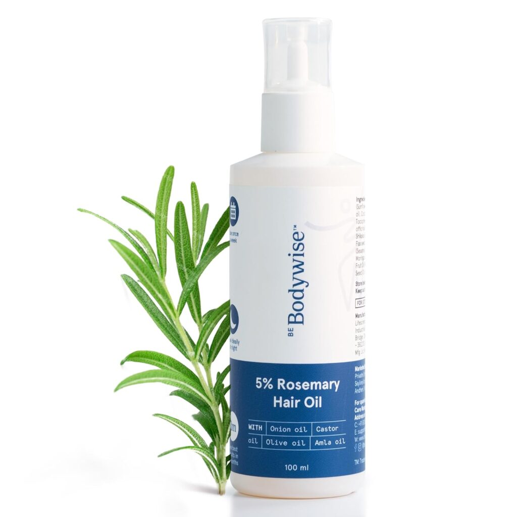 Be Bodywise 5% Rosemary Hair Growth Oil 100ml | With Goodness of 14 Essential Oils | Reduces Hair Fall, Nourishes Scalp & Promotes Hair Growth | Paraben, Mineral Oil Free