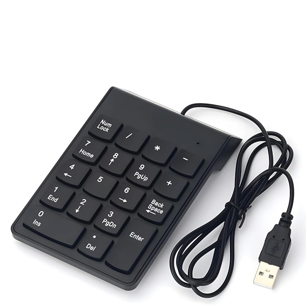 viboton USB Numeric Keypad – Slim 18-Key Wired Number Pad for Laptop, PC, MacBook, iMac, Mac Pro/Air – Portable External Numpad Keyboard for Data Entry (Black)