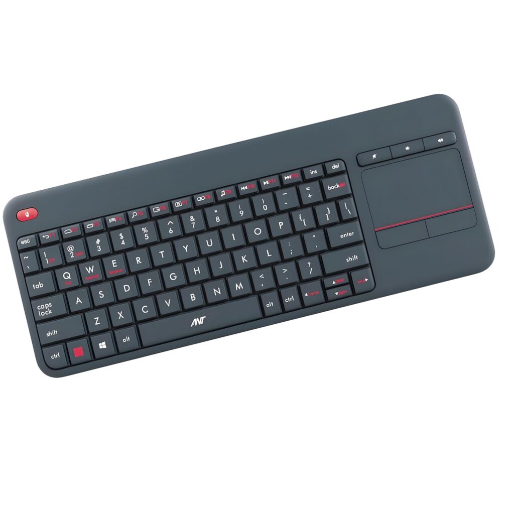 Ant Esports WK100 V2 Wireless & Bluetooth Keyboard with Touchpad | 2-in-1 Multi-Device Compact Keyboard for Windows, Android, Smart TV, Tablets & Laptops | Built-in Trackpad | Black