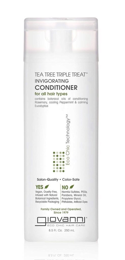 Giovanni Organic Tea Tree Triple Treat Invigorating Conditioner USDA Certified Organic, For all hair types 250ml(Made in USA),White