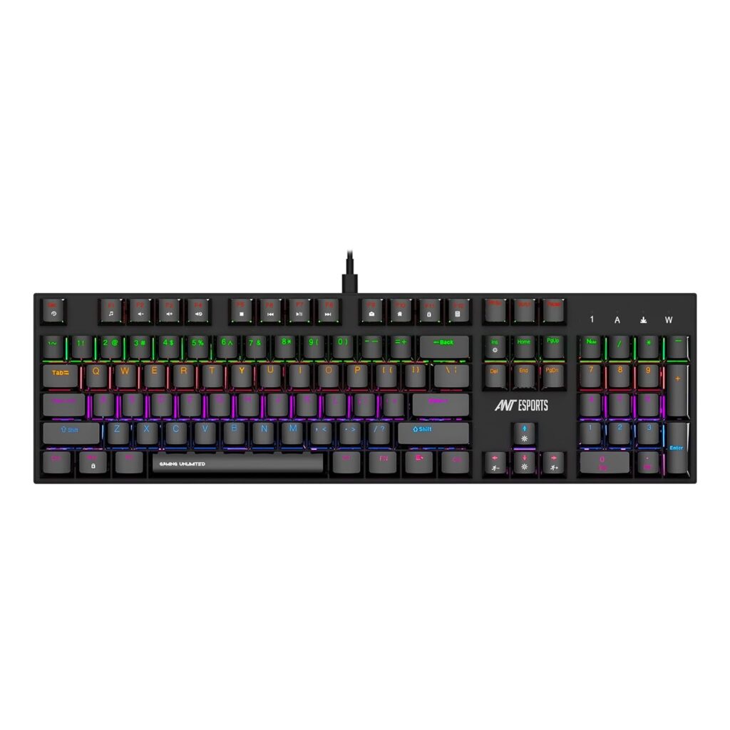 Ant Esports MK3200 V2 Wired Mechanical RGB Backlit Gaming Keyboard with 104 Anti ghosting Keys & Outemu Red Switches-Black