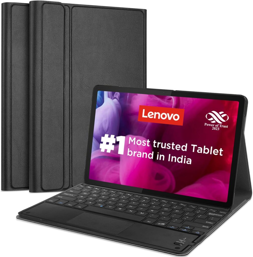 HOM Tri Fold Detachable Wireless Bluetooth Keyboard with Trackpad/Touchpad Tablet Cover Case for Lenovo Tab M11 Tablet 11-inch