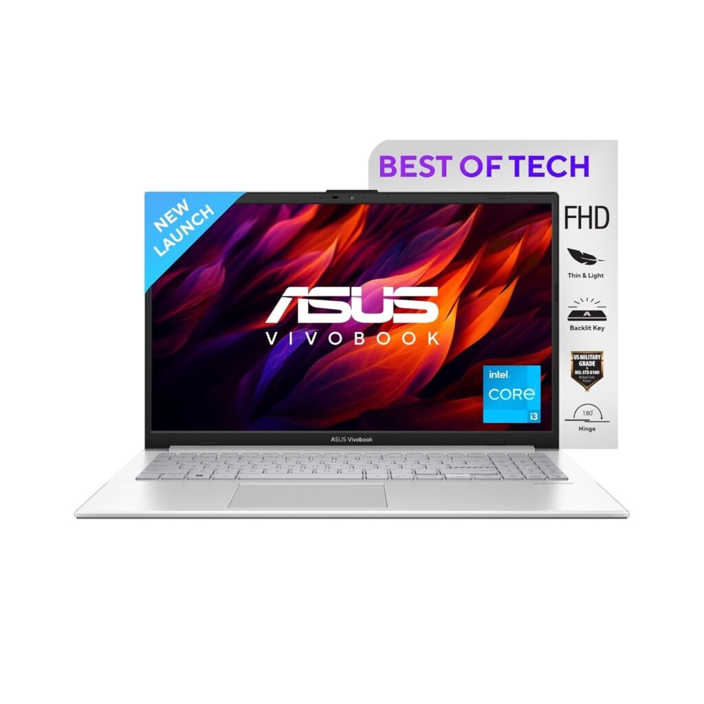 ASUS Vivobook Go 15 (2023), Intel Core i3-N305, 8GB RAM, 512GB SSD, FHD, 15.6"/39.62cm, Windows 11, MS Office 2021, Silver, 1.63KG, E1504GA-NJ321WS, Integrated Graphics, Backlit KB, Thin&Light Laptop