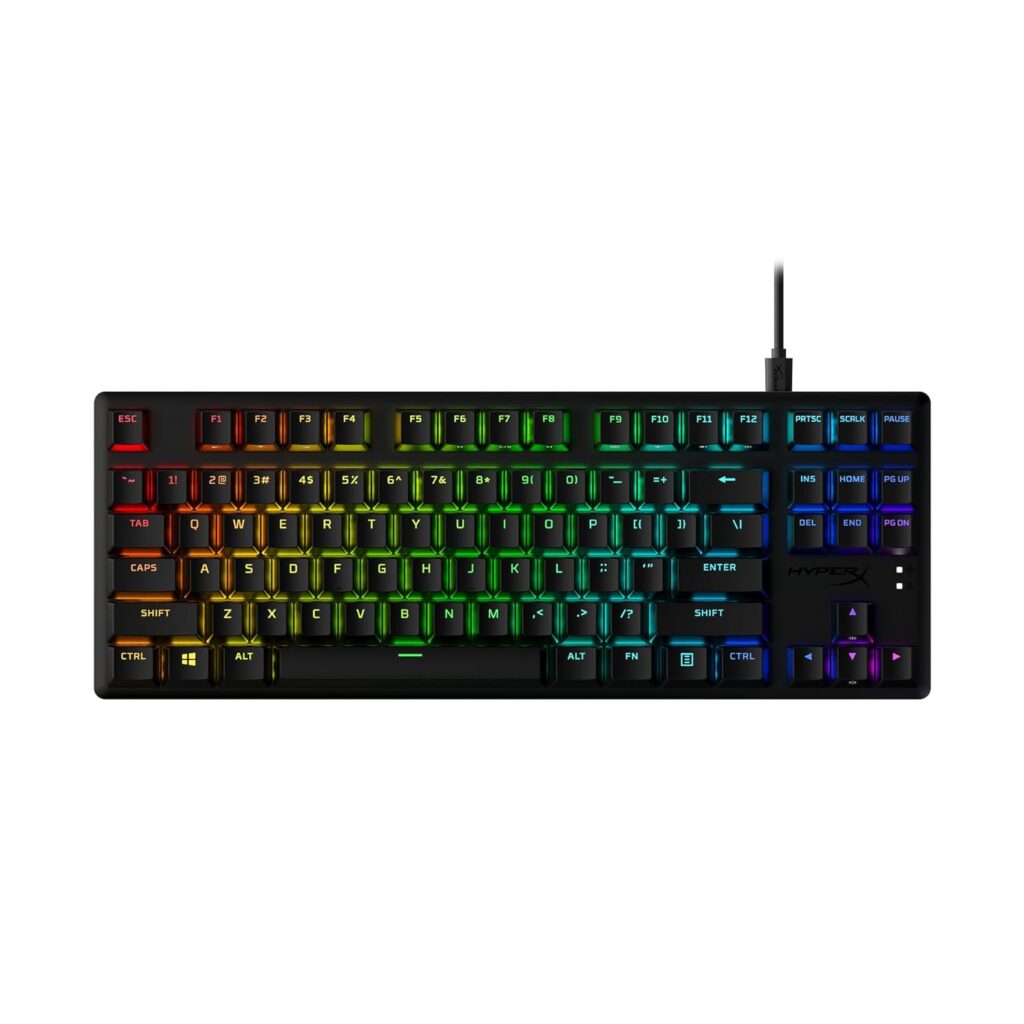 HyperX Alloy Origins Core Pbt- Blue Mechanical Switch RGB Gaming Keyboard, Pbt Keycaps, Compact, Durable Aluminum Body, Adjustable Feet, Customizable Ngenuity Software (639N8Aa#Aba), USB-C
