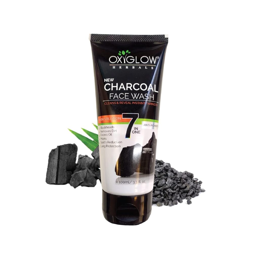 OxyGlow Herbals 7 in one Charcoal Face Wash-100g| Deep Exofilation| Removes Blackheads & Whiteheads| Pore Cleansing Face wash|Spots Reduction|Nature Charcoal|Dark Spots & Marks Removal|Remove Excess Oil|Remove Dirt|All Skin Type|Long Protection|Clean & Healthy Skin