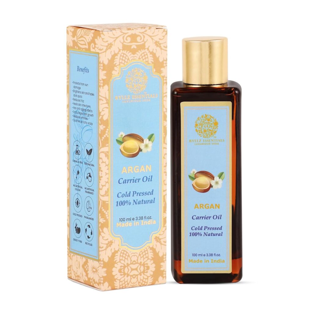 RYLLZ ESSENTIALS Argan Carrier Oil | For Frizzy, Dry & thin, Hair Growth, Hair Fall Control | Light Oil for styling | 100% Pure & Natural | Cold Pressed & Extra Virgin | 100ml