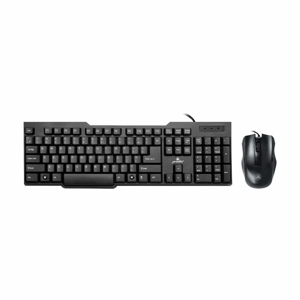 ProDot Wired Keyboard Mouse Set I Plug & Play I High Resolution 1000 DPI I 10M Keystrokes I Spill Resistant I Ergonomic Design I 1.2m Cable I Works with Windows, iOS, Linux I 1 Year Warranty