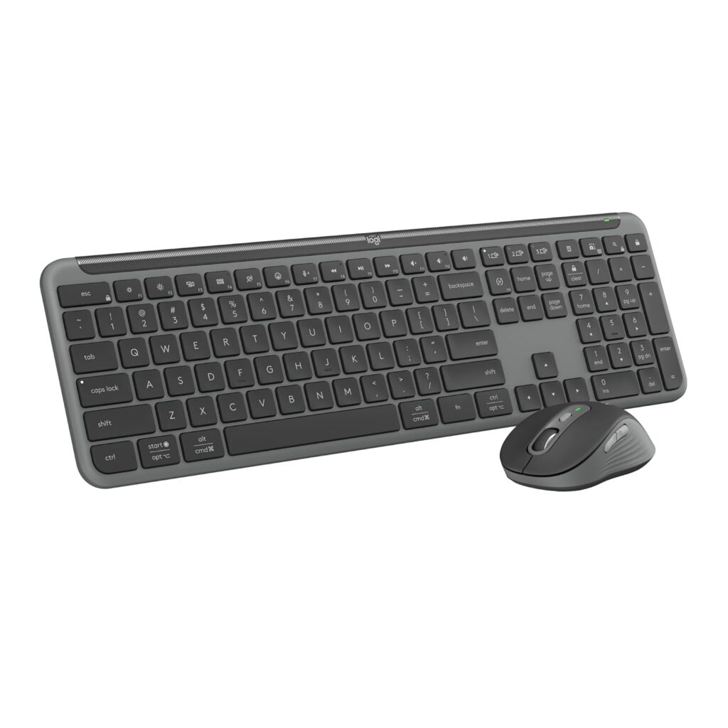 Logitech MK950 Signature Slim Wireless Keyboard and Mouse Combo, Sleek Design, Quiet Typing and Clicking, Switch Across Three Devices, Bluetooth, Multi-OS, Works with Windows and Mac