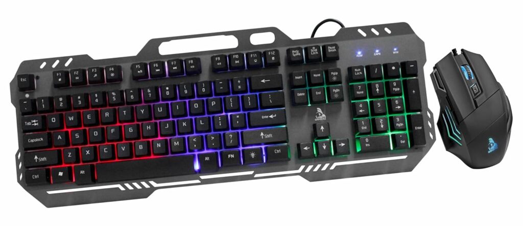 TAG GAMERZ Avenger 2.0 RGB Keyboard and Mouse Combo with Mobile Holder | 7 Mode Color Backlit LED Keyboard and Mouse | Rapid Fire Key | 3200 DPI | Aluminum Body | Braided Cable | for PC/Mac/Laptop