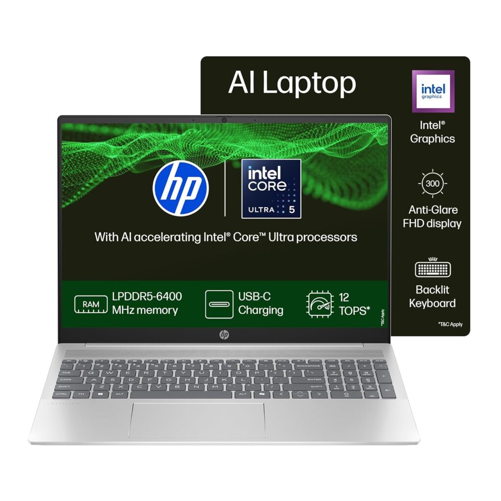 HP Pavilion, Intel Core Ultra 5-125U Ai Powered Laptop (16GB RAM, 512GB SSD) IPS, 2K, WUXGA, Anti-Glare, 16"/40cm, Win 11, Office 2021, Silver, 1.77Kg, Intel Graphics, FHD Camera, af0015TU