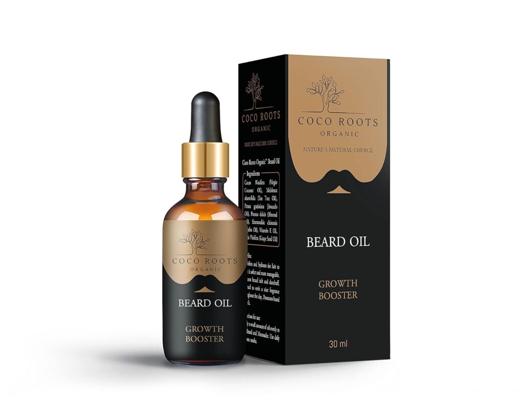 Coco Roots Organic Beard Oil prepared with Jojoba Oil, Avocado Oil, Grapeseed oil and Vitamin E Oil - 30ml