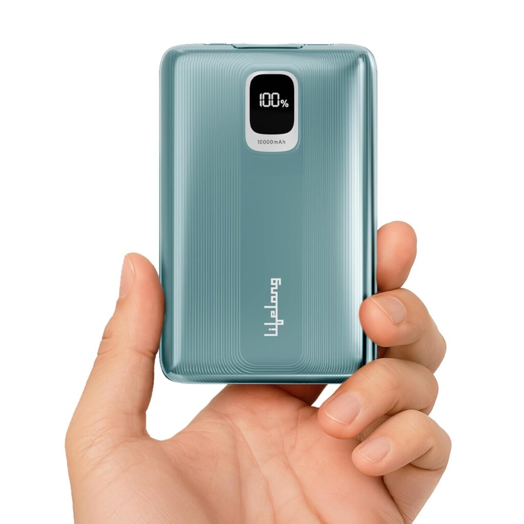 Lifelong Snapcharge 10000mAh Power Bank - Quick Charge 3.0 | 1 Type-C & 1 Type-A Output (22.5W) & 1 Type-C Input (18W) | Portable Charger for Mobiles, Earbuds & Speakers| Cable Included, Teal