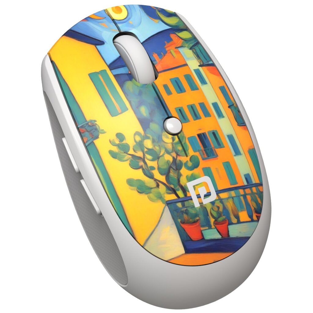 Portronics Toad III Plus Rechargeable Bluetooth Mouse with Bluetooth & 2.4 GHz Wireless Connectivity, Stylish Illustrated Design, 6 Buttons, Soft Silicone Grip for Laptop, PC, Mac (White)