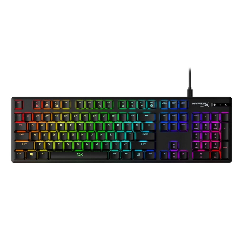 HyperX Alloy Origins Mechanical USB Gaming Keyboard Software-Controlled Light and Macro Customization, Compact Form Factor, Clicky Switch, Blue, RGB LED Backlit, Black (HX-KB6BLX-US)