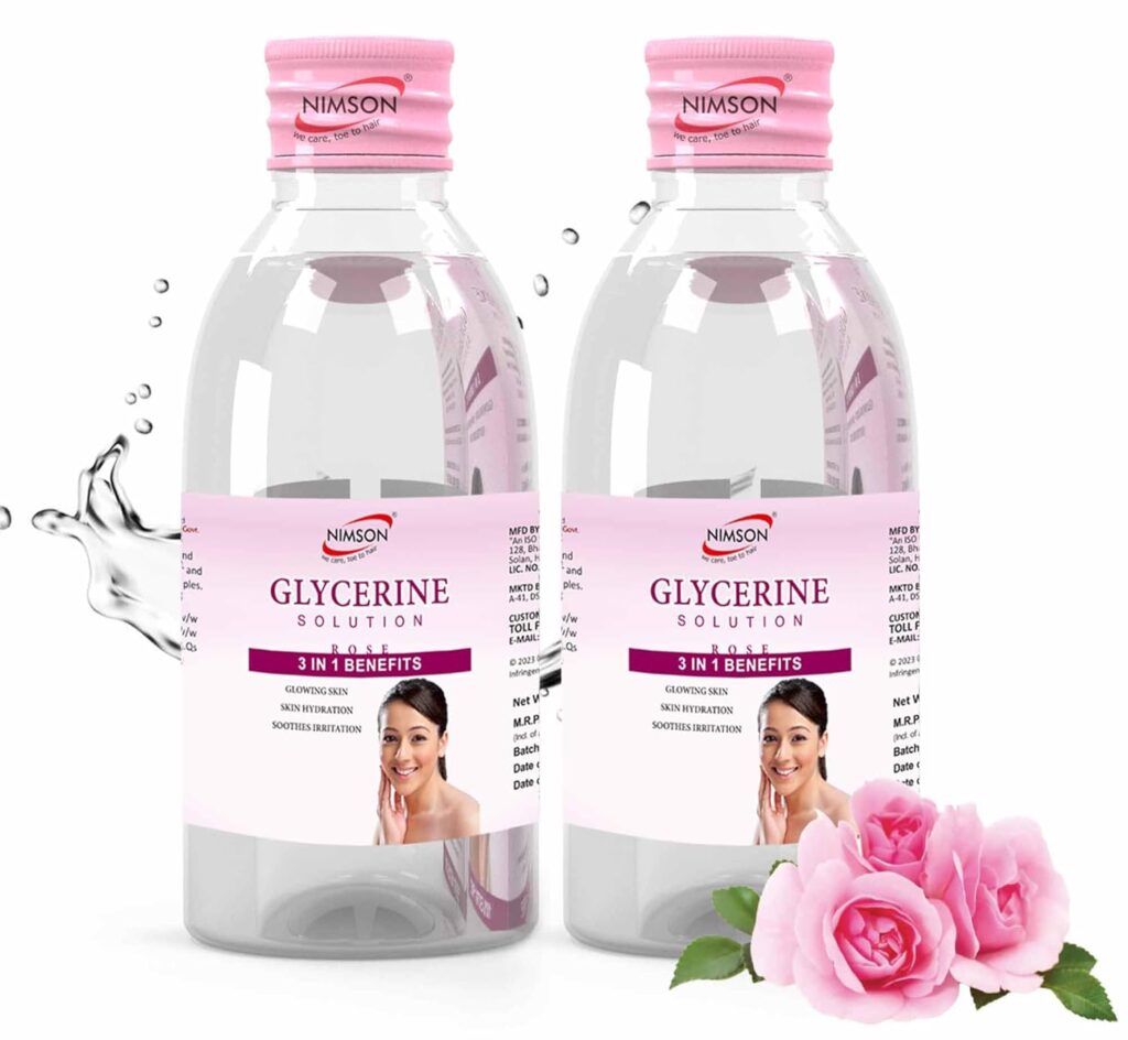 Nimson Pure Glycerine Solution for Skin & Face – 200ml (Pack of 2) | Natural Moisturizer & Cleanser for Dry Skin, Glowing Skin | Softening & Hydrating Formula | Ideal for Women & Men | All Skin Types