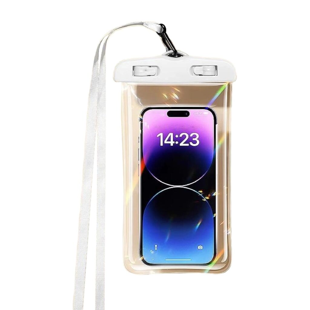 Yindella Universal Waterproof Phone Pouch – IPX8 Certified Dry Bag Case for iPhone & Android, Touchscreen Friendly, Floating Underwater Cover for Beach, Swimming, Boating, and Water Sports (White)