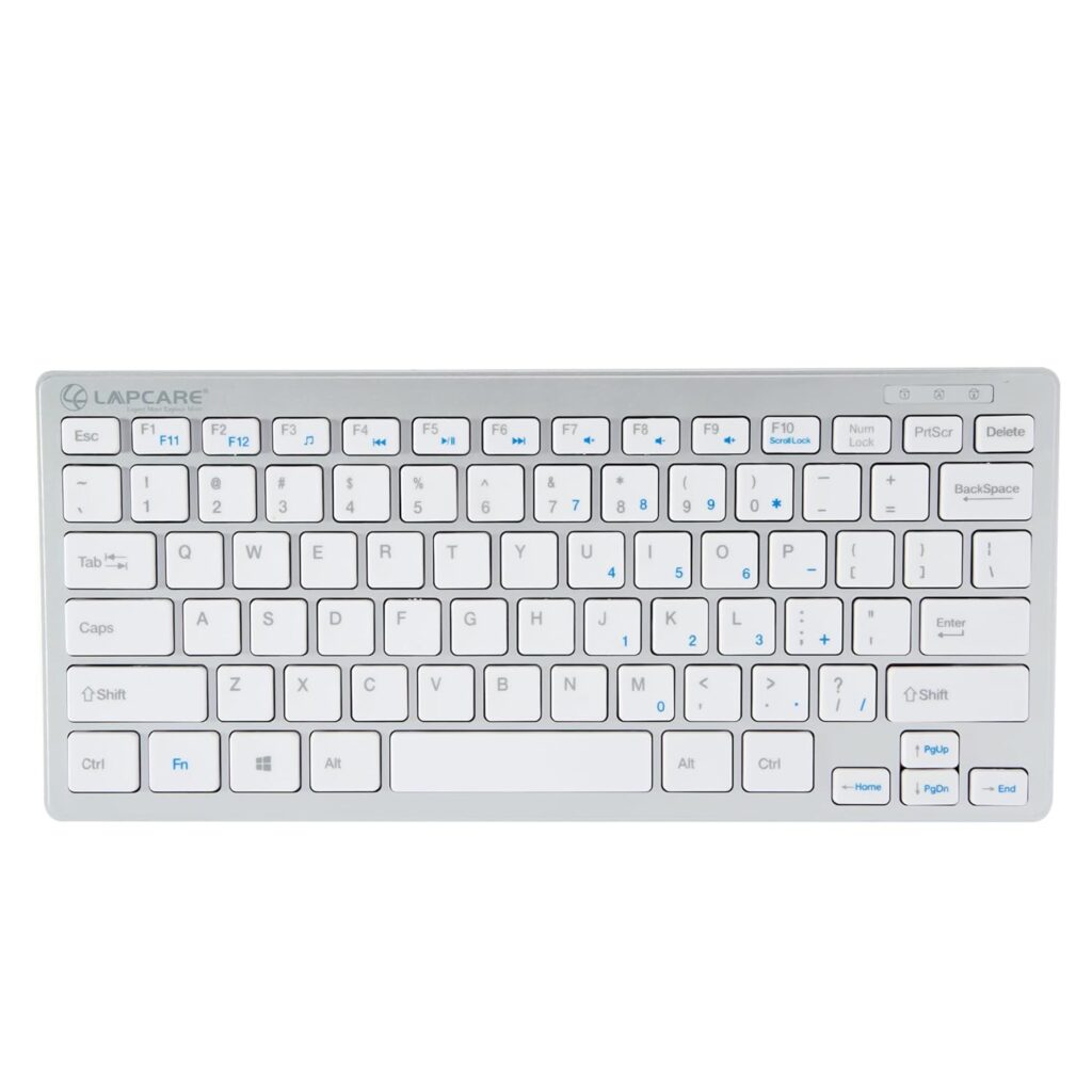 Lapcare D-lite Plus Wireless Keyboard with 2.4 GHz & 87 Keys, 8 Million Key Life, Minimalist Design,Compatible Window98, ME, 2000, XP, Windows VISTA/7/8/10,Linux (D-Lite + Silver)