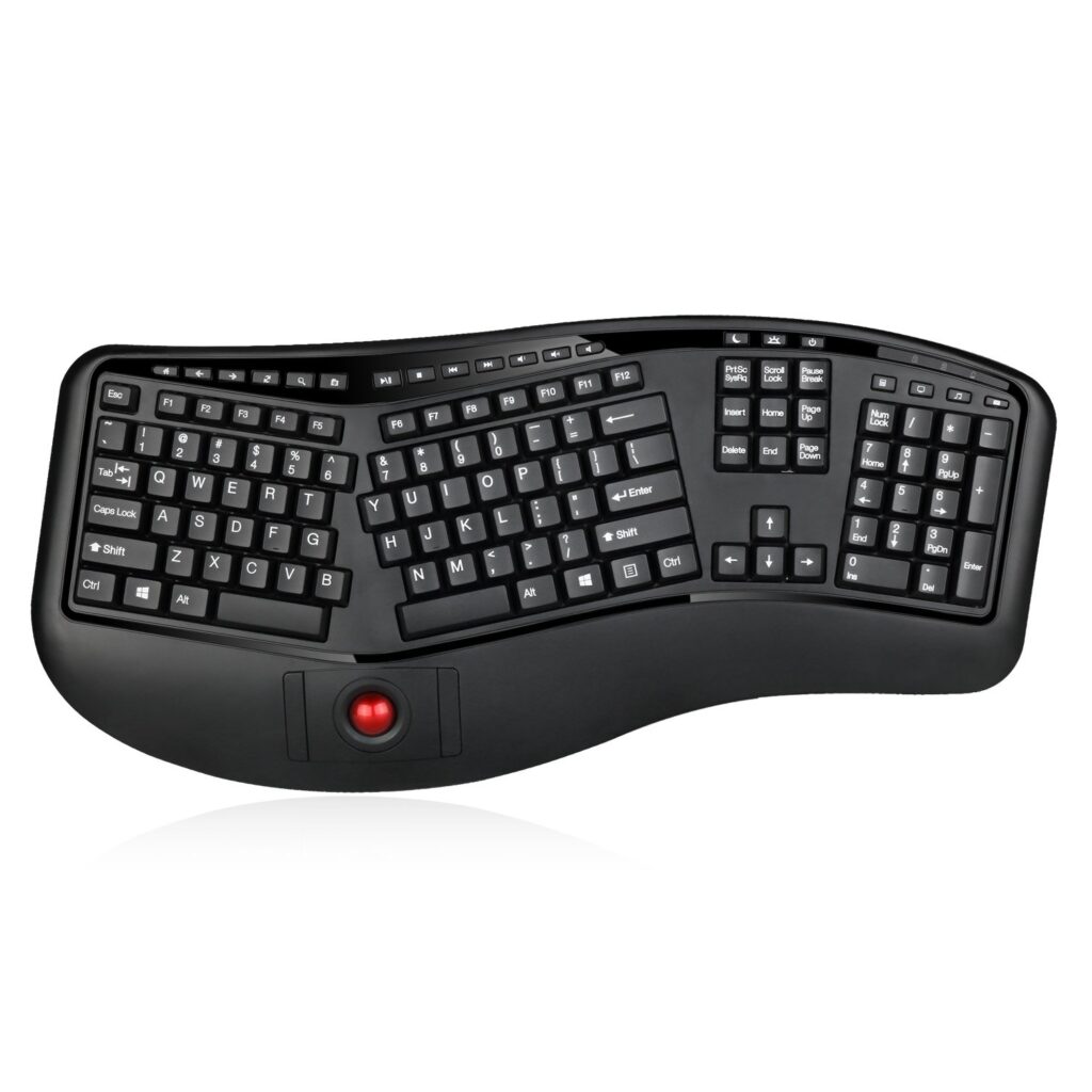 Adesso WKB-3500UB Tru-Form 3500, 2.4GHz Wireless Ergonomic Trackball Keyboard